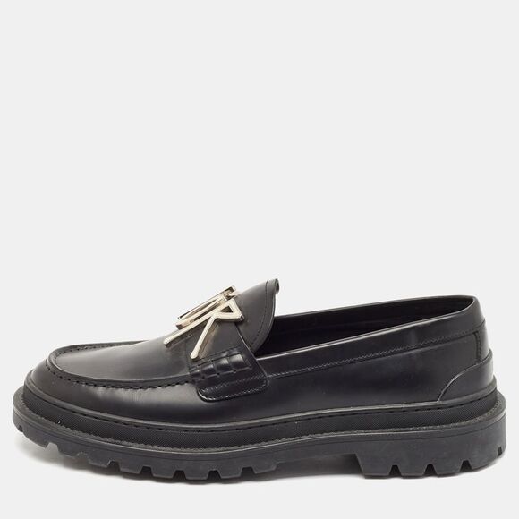 Dior X Stussy Black Leather Slip On Loafers Size 41 - Picture 1 of 7